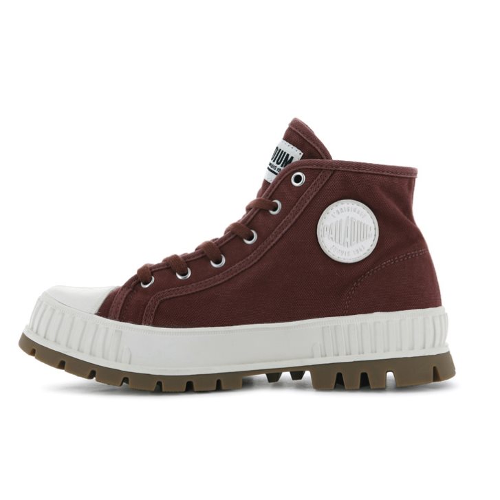 Palladium Pallashock Mid OG High Tops Women's Sneakers Burgundy | UK K276-SYC